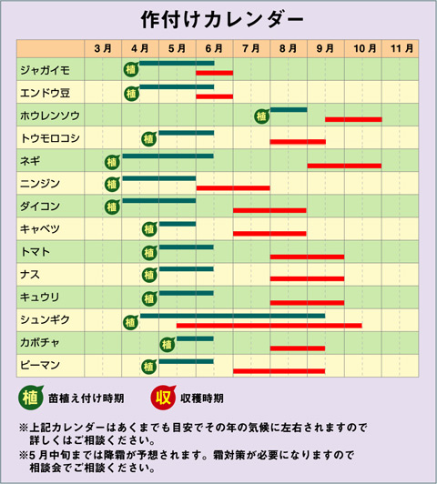 作付けカレンダー